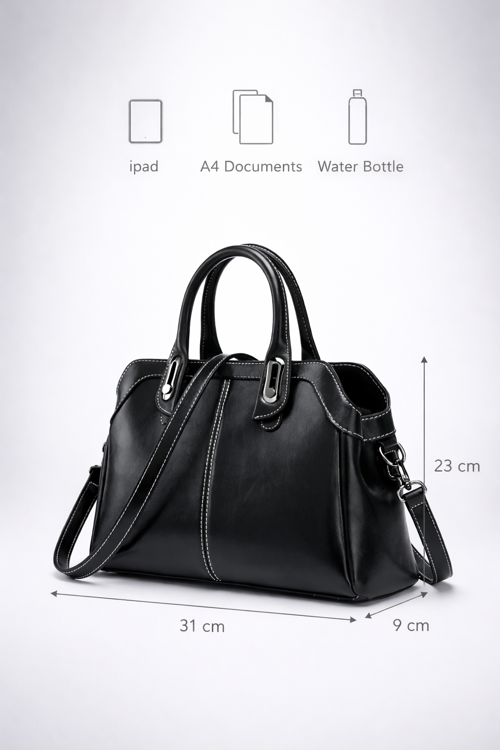 Black leather bag for work | MODENA