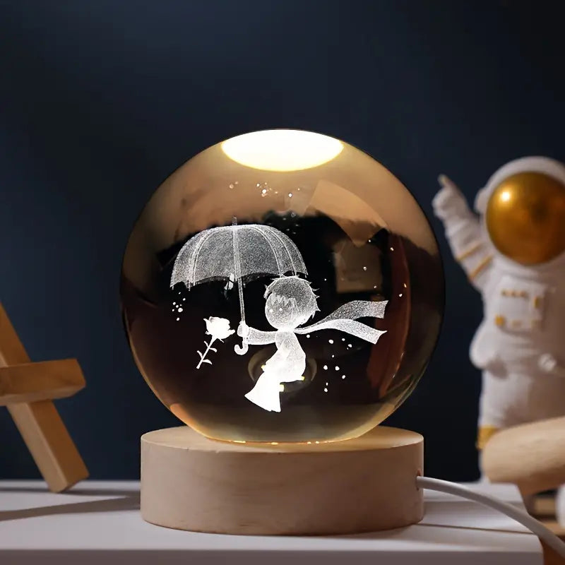 3D Crystal Ball with LED Lighting | Glowing Ball for Bedroom and Decoration | Perfect Gift | zavevo