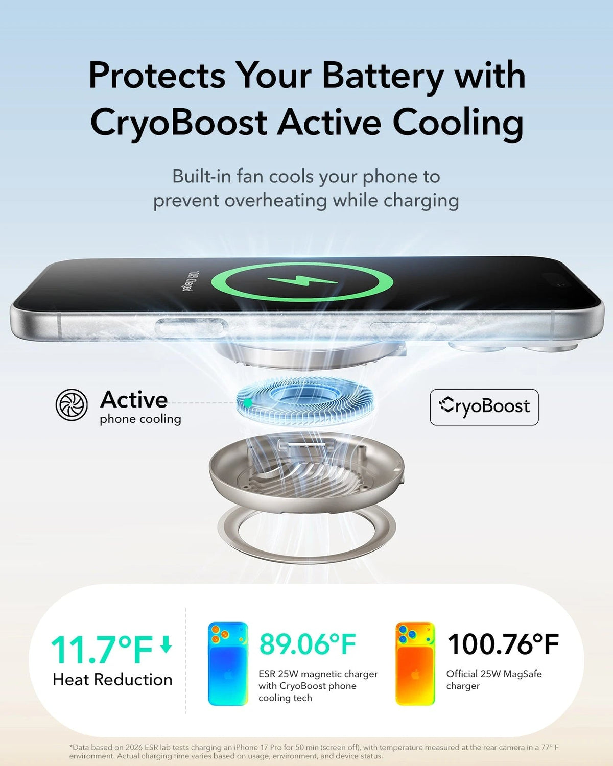 Cyclone 25W Magnetic Charging Pad with CryoBoost - Silver - 1 Set