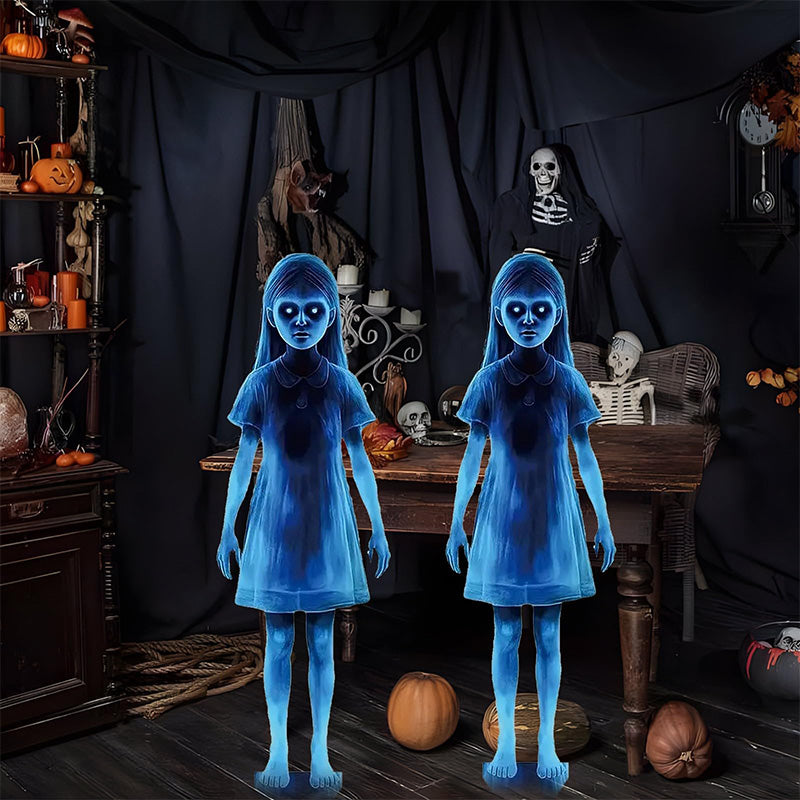 Metal Halloween Ghost Girl Yard Decoration – Windproof, Waterproof, Sunproof Outdoor Ornament for Garden, Porch, or Lawn Display
