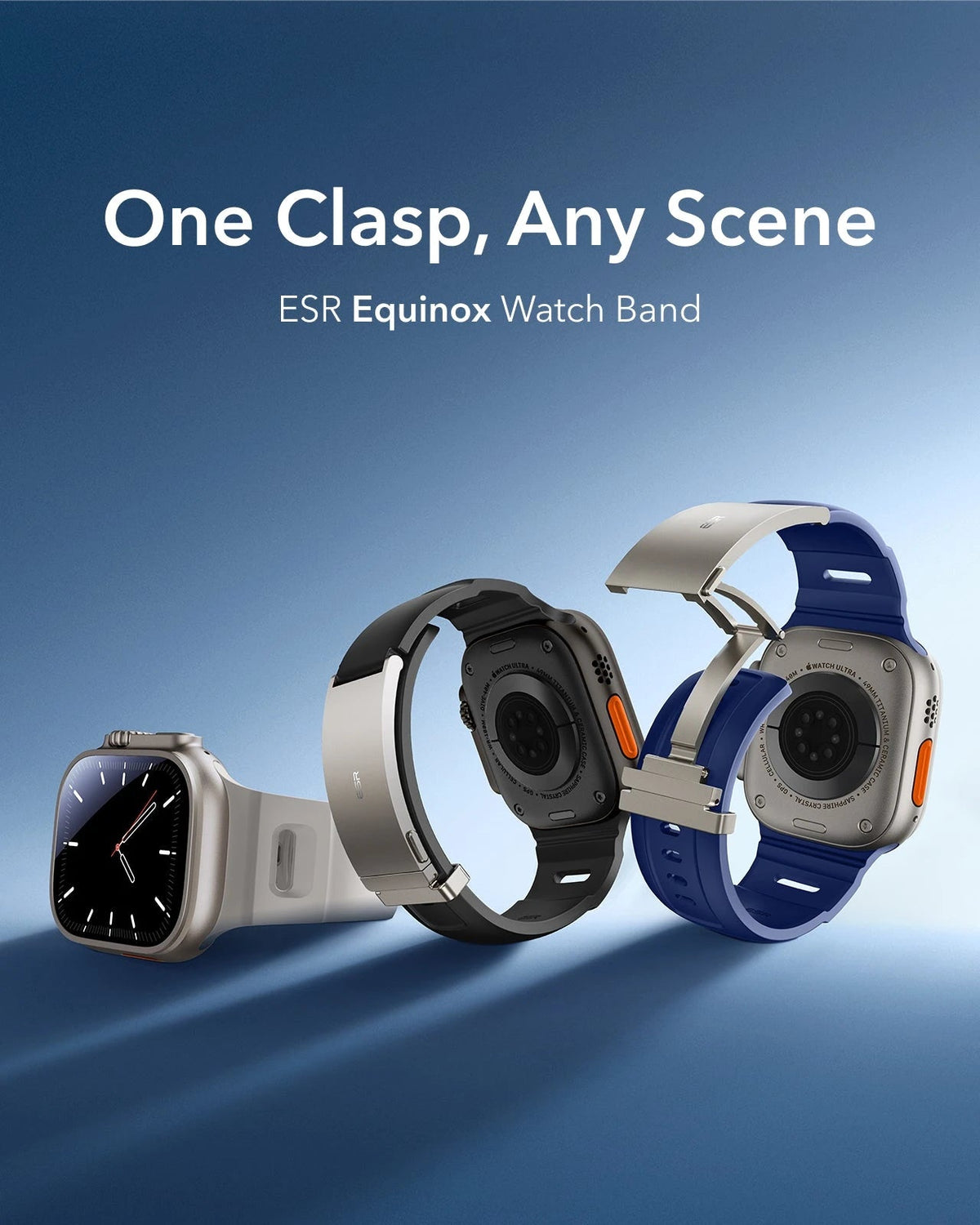 Equinox Watch Band Ultimate Bundle for Apple Watch - Navy Blue Band / Titanium Case