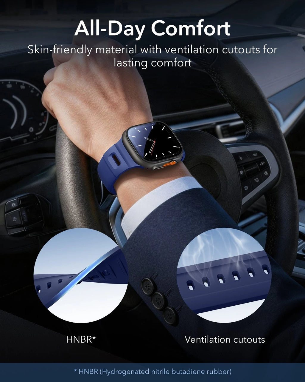 Equinox Watch Band Ultimate Bundle for Apple Watch - Navy Blue Band / Titanium Case