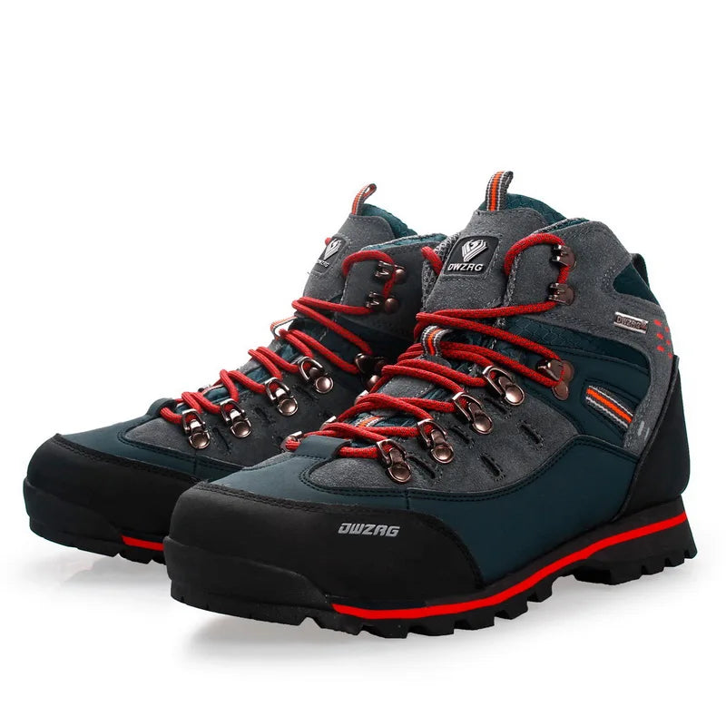 zavevo Men’s Waterproof Cowhide Hiking Boots – Thermal Anti-Slip Outdoor Shoes with Mesh Insole for Winter Trekking