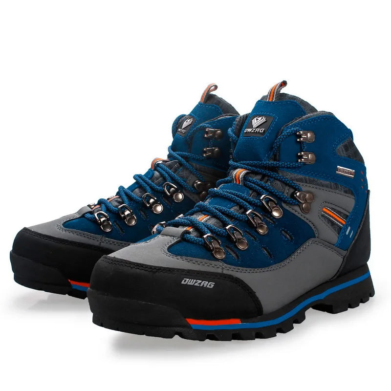 zavevo Men’s Waterproof Cowhide Hiking Boots – Thermal Anti-Slip Outdoor Shoes with Mesh Insole for Winter Trekking