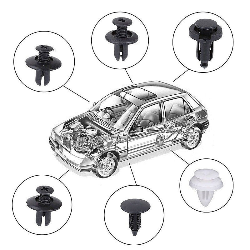 100pcs Auto Fastener Pin Rivet Bumper Car Clip Kit | zavevo
