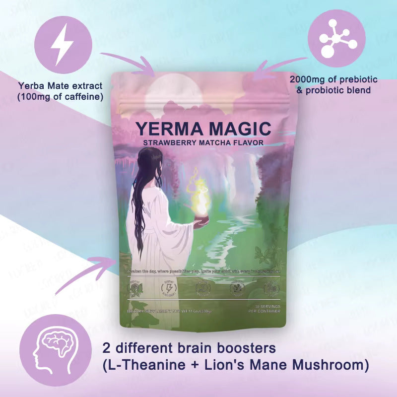 Yerma Instant Yerba Mate Tea – Energy, Focus & Digestion Support with Lion’s Mane & L-Theanine | 100% Argentine Yerba