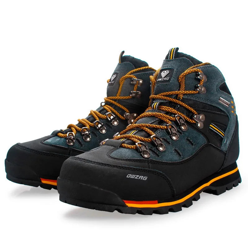 zavevo Men’s Waterproof Cowhide Hiking Boots – Thermal Anti-Slip Outdoor Shoes with Mesh Insole for Winter Trekking