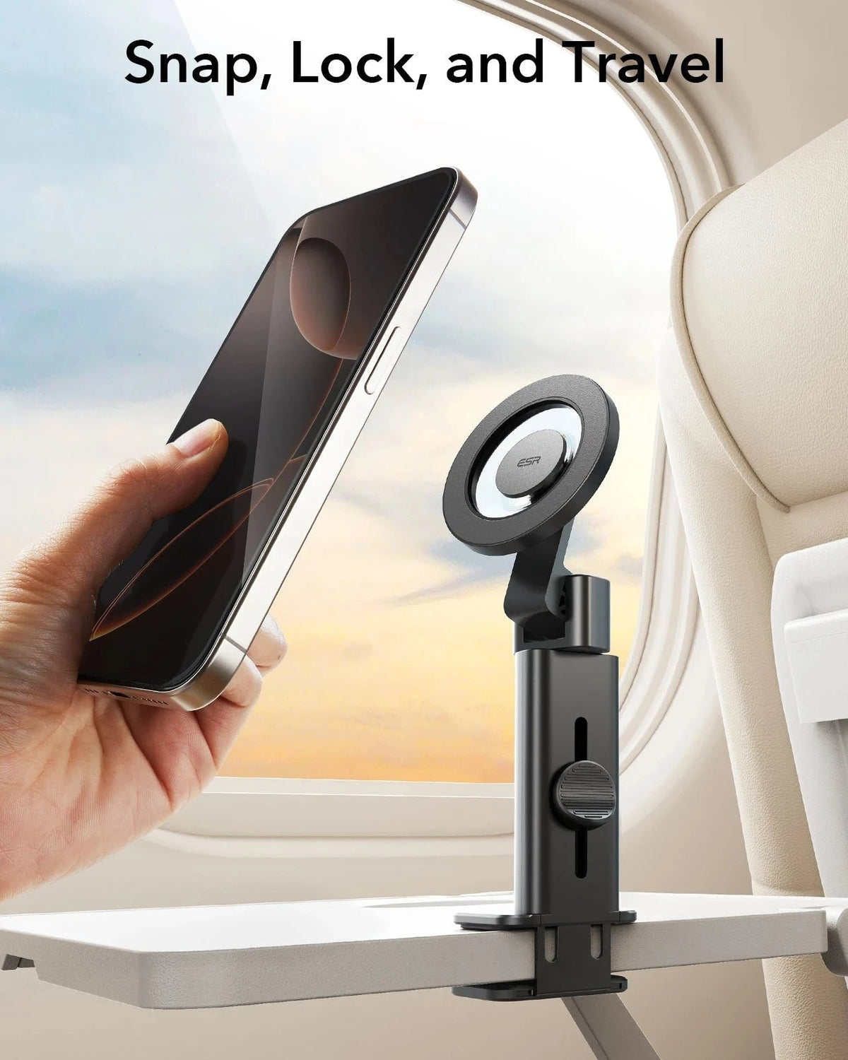 Airplane Phone Holder Mount (HaloLock) - Black