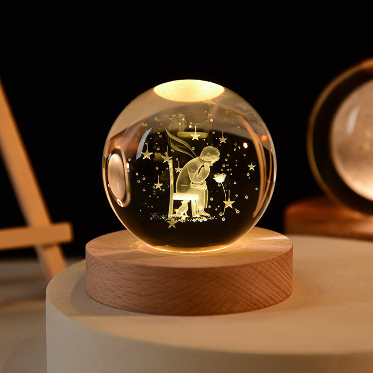 3D Crystal Ball with LED Lighting | Glowing Ball for Bedroom and Decoration | Perfect Gift | zavevo