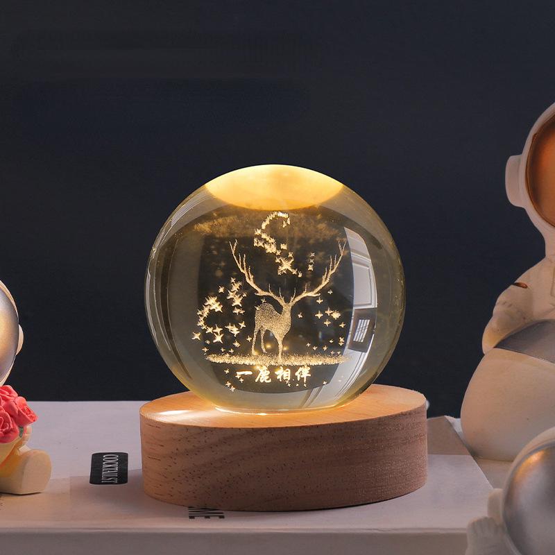 3D Crystal Ball with LED Lighting | Glowing Ball for Bedroom and Decoration | Perfect Gift | zavevo