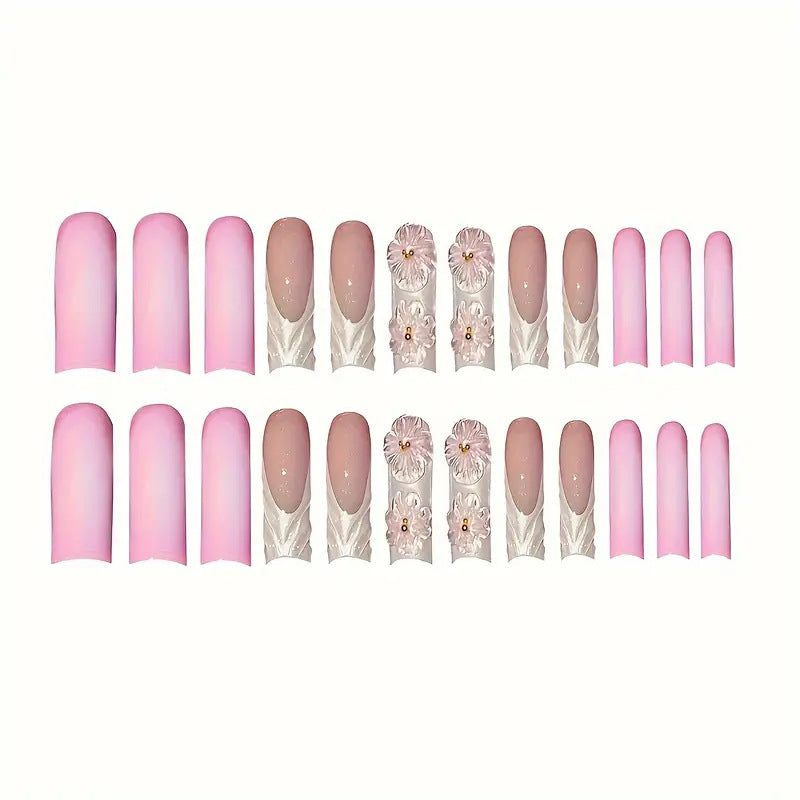 3D Floral Design Press-On Nails zavevo