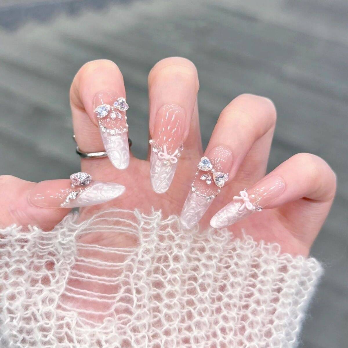 3D Embellished Press-On Nail Art Set zavevo