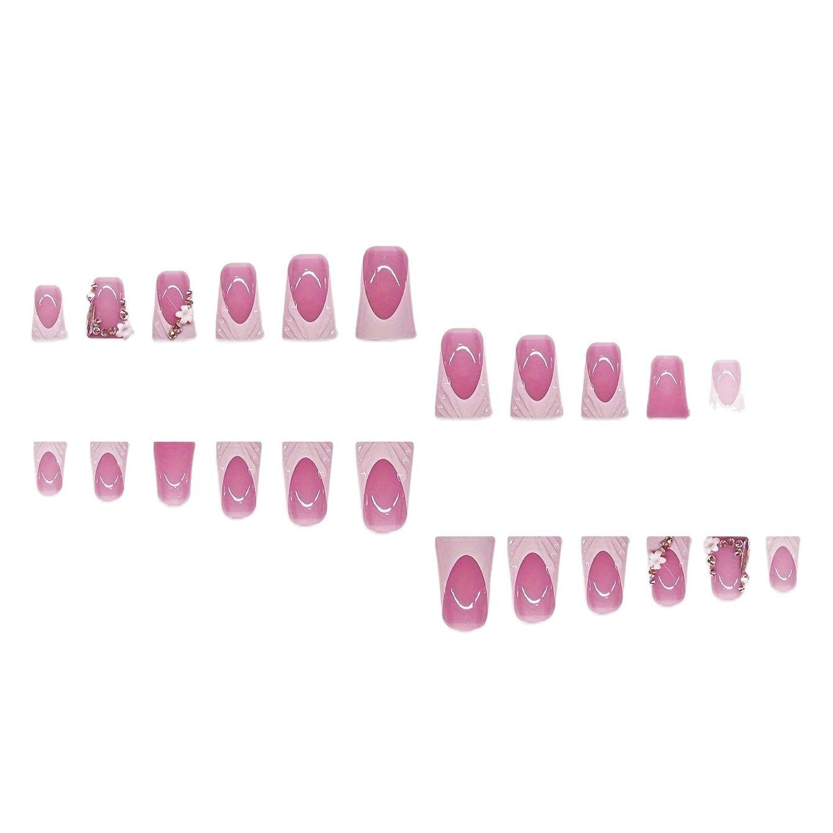 3D Floral and Ribbon Press-On Nail Set zavevo