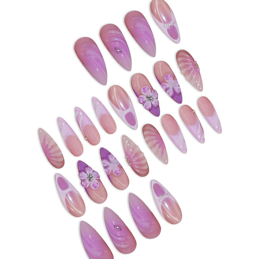 3D Decorative Floral Press-On Nail Extensions zavevo