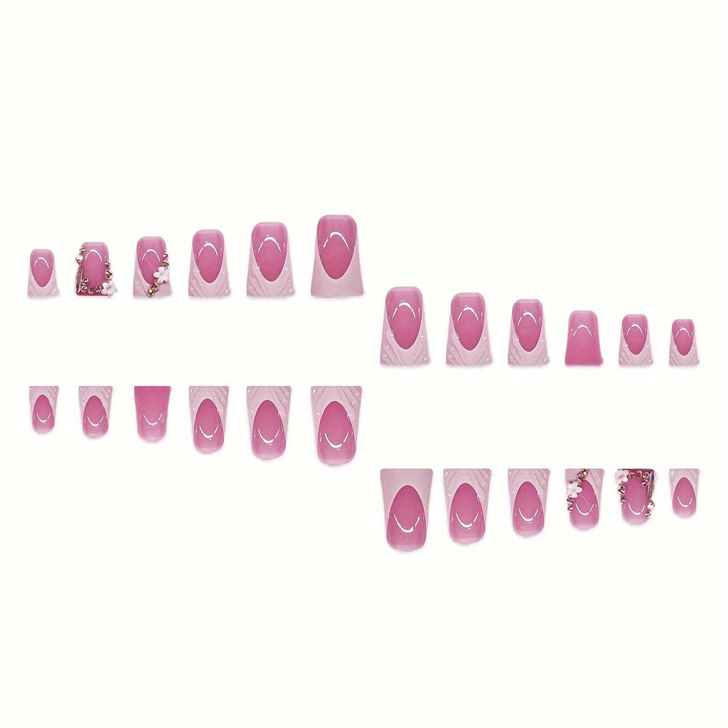 3D Floral and Ribbon Press-On Nail Set zavevo