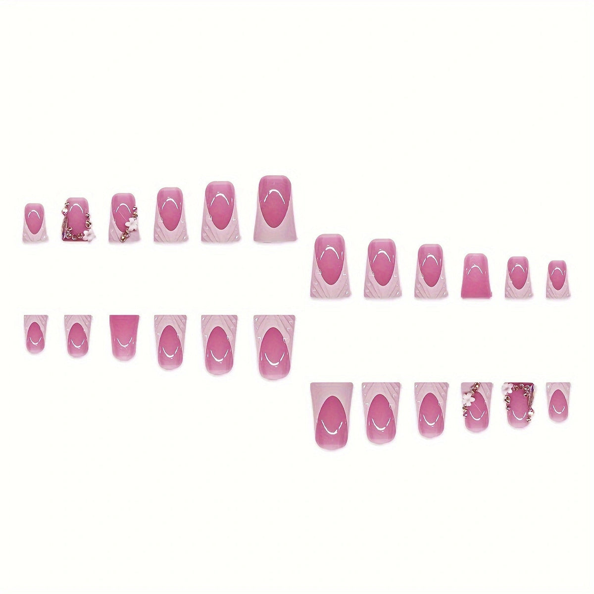 3D Floral and Ribbon Press-On Nail Set zavevo
