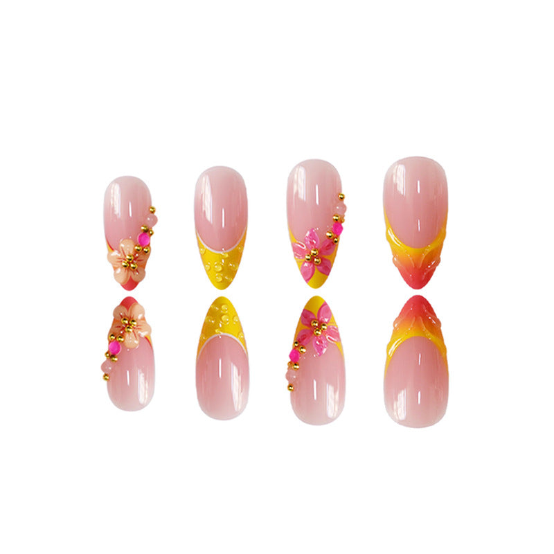3D Floral Accent Press-On Nail Art Set zavevo