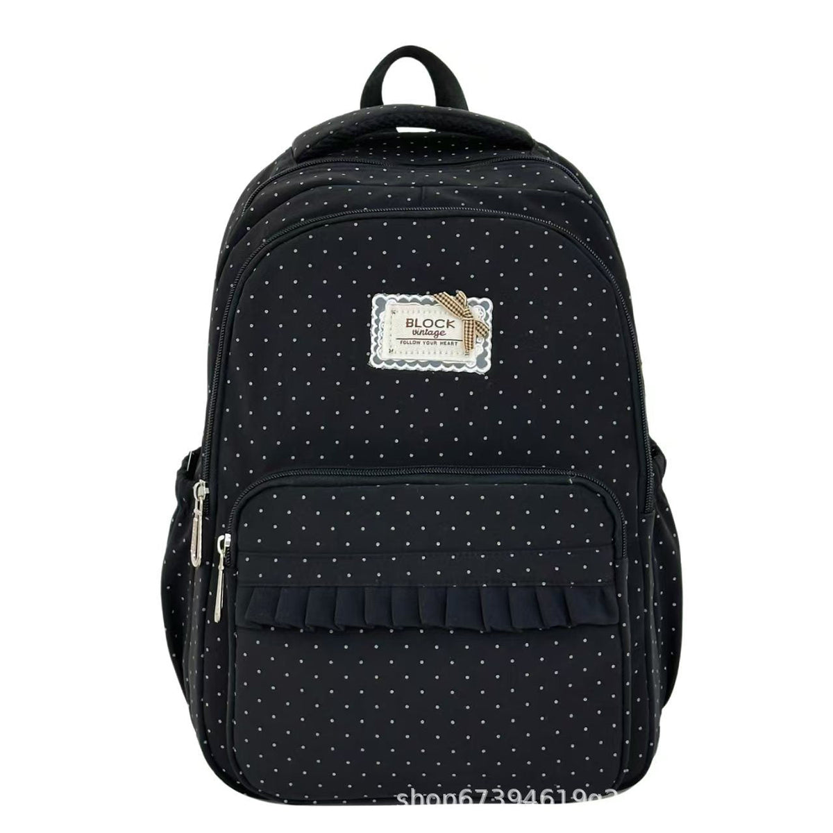Stylish Polka Dot Ruffled Backpack zavevo