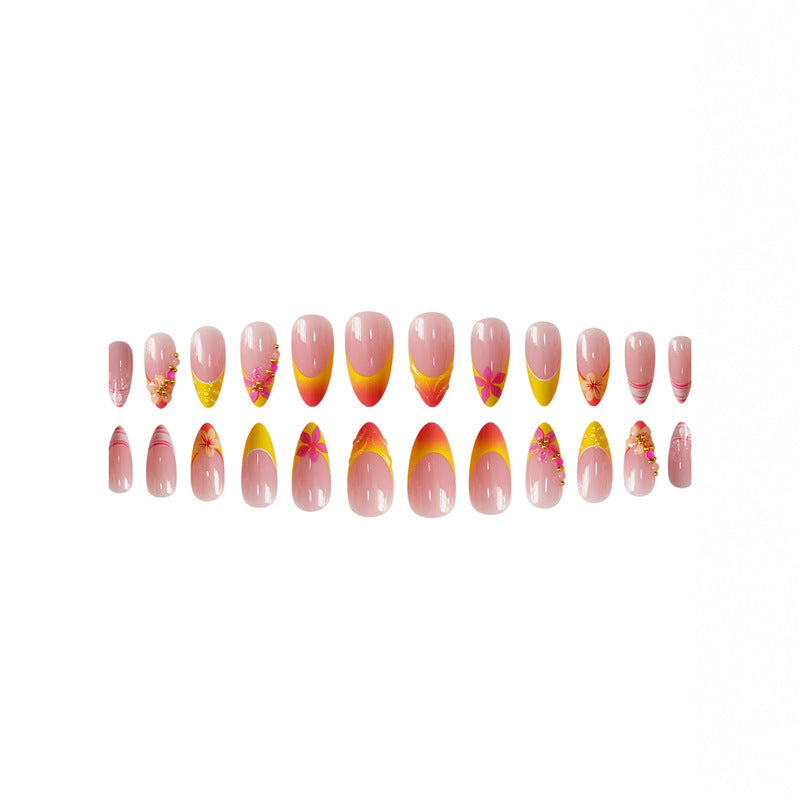 3D Floral Accent Press-On Nail Art Set zavevo