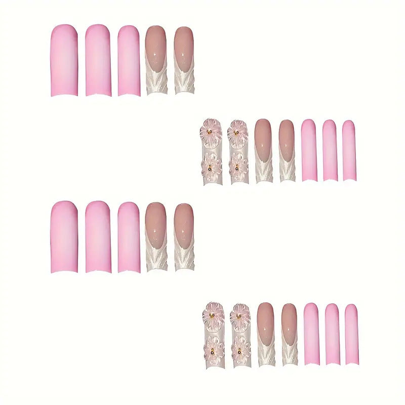 3D Floral Design Press-On Nails zavevo