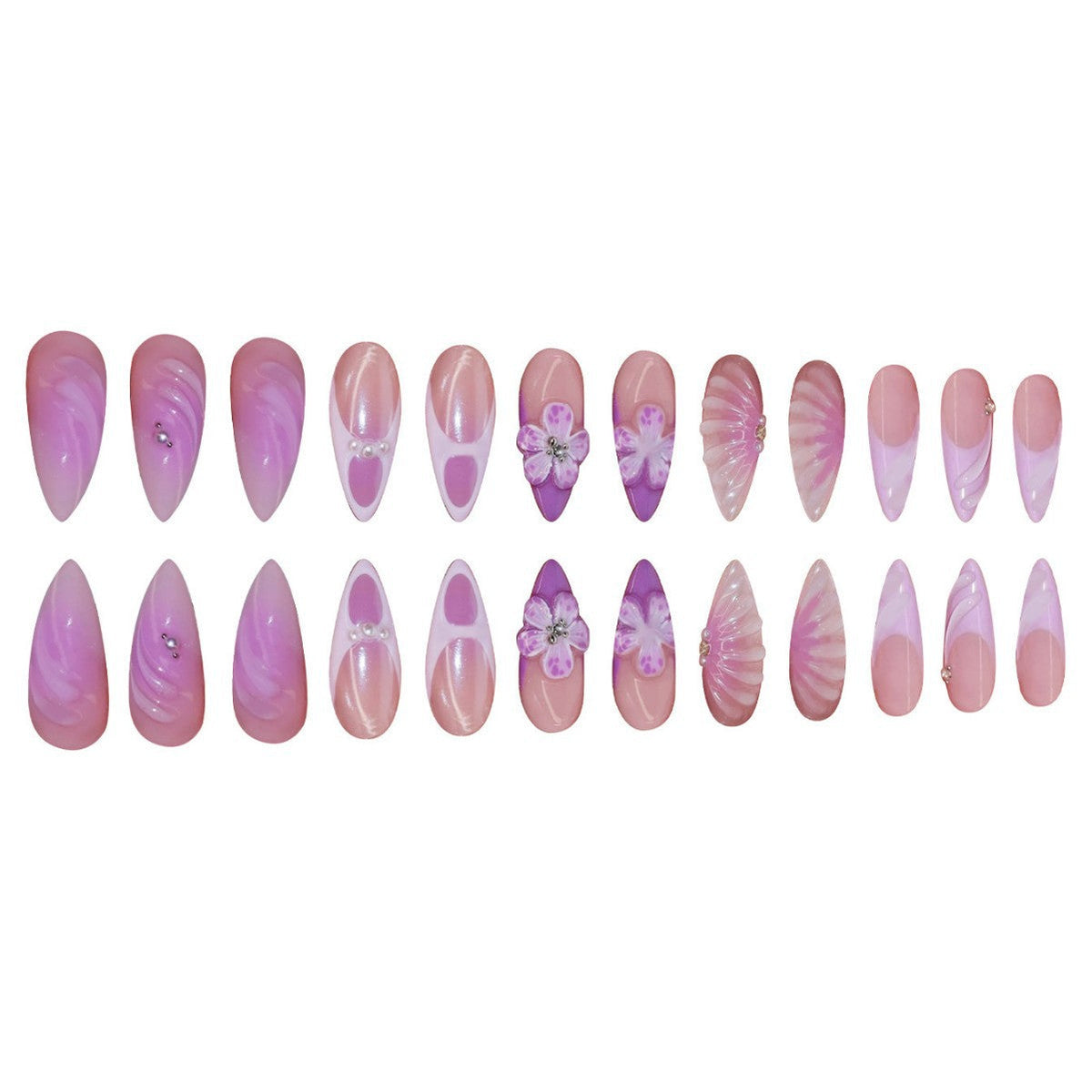 3D Decorative Floral Press-On Nail Extensions zavevo