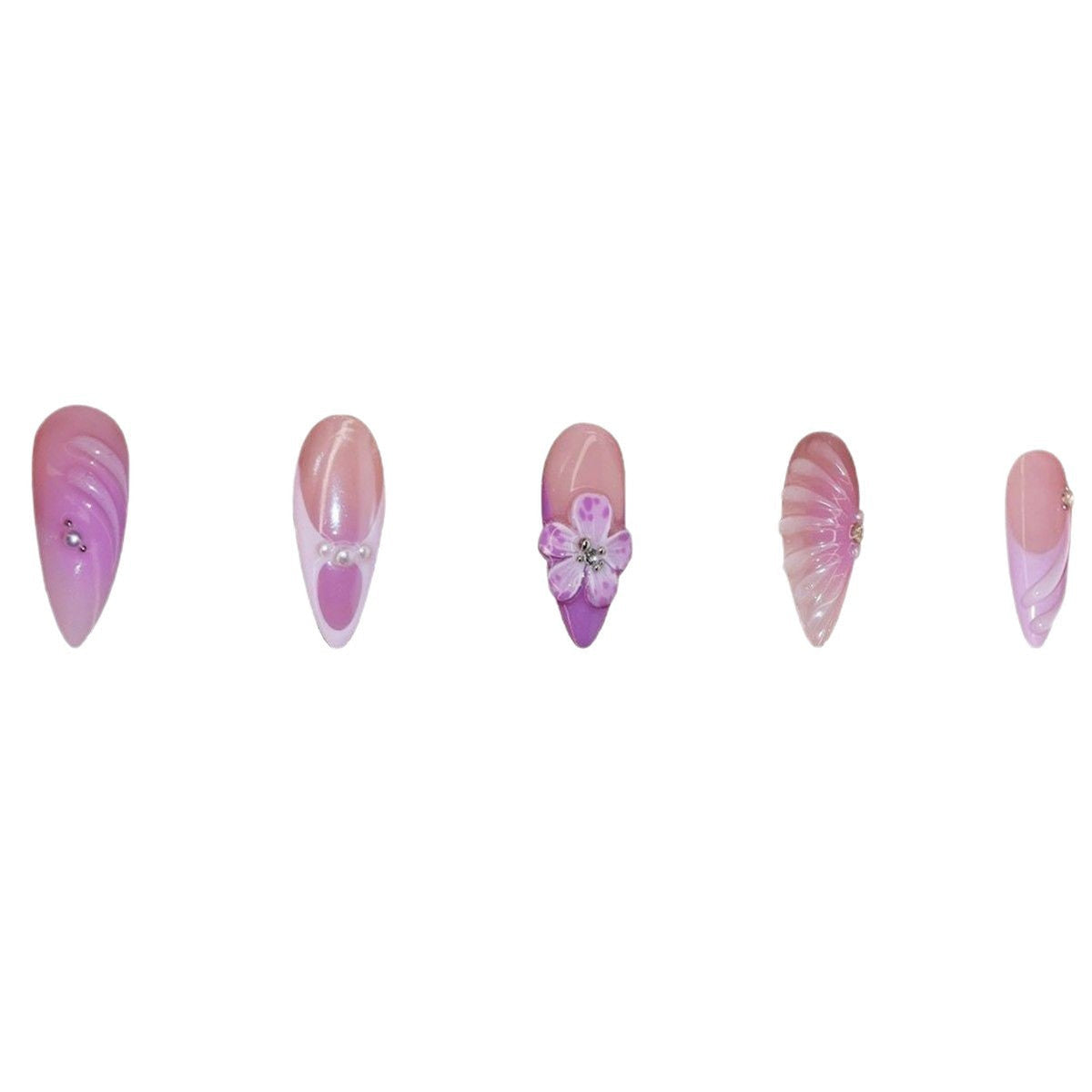 3D Decorative Floral Press-On Nail Extensions zavevo