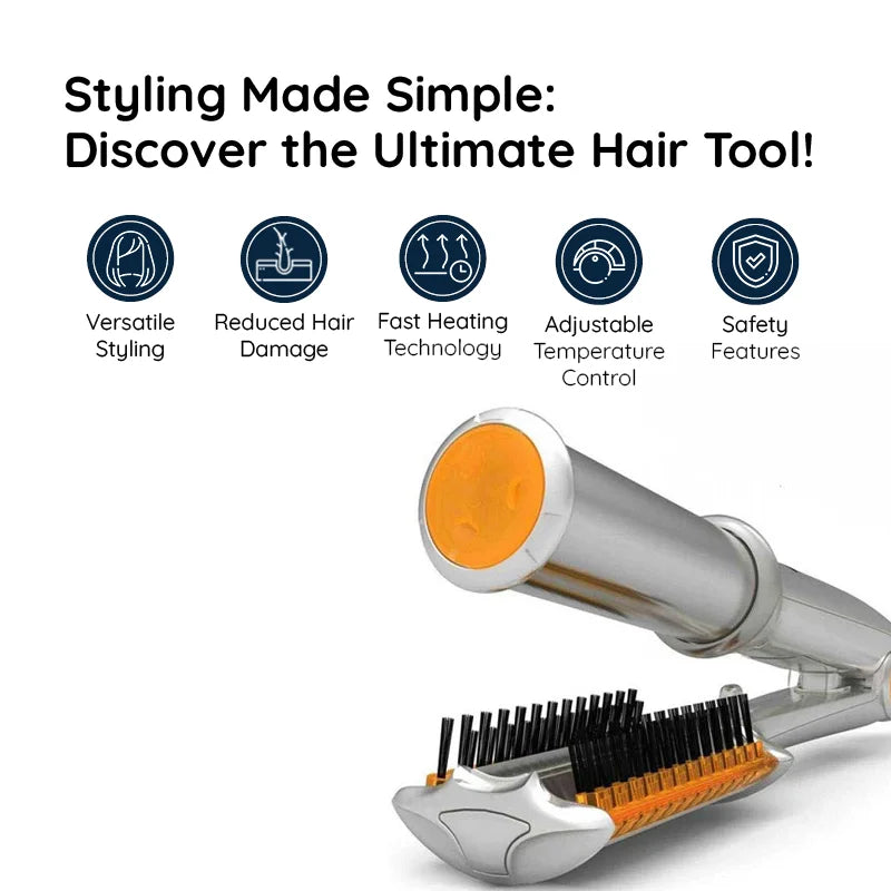 2-in-1 Rotating Hair Brush for Straightening and Styling