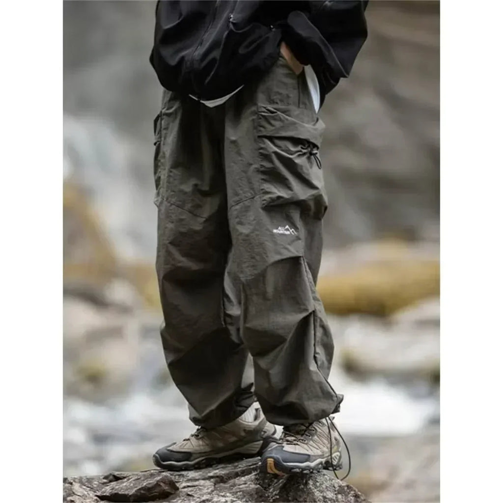 Unisex Loose-Fit Hiking Pants – Water-Resistant Outdoor Pants with Drawstring Waist and Pockets