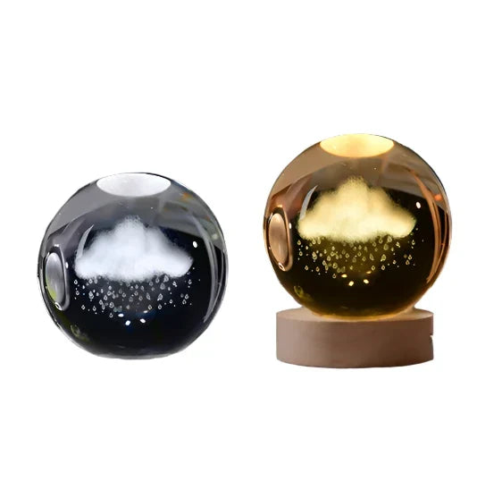 3D Crystal Night Light LED - Starry Sky Projector with Wooden Base, Romantic Lighting for Bedroom & Gifts | zavevo