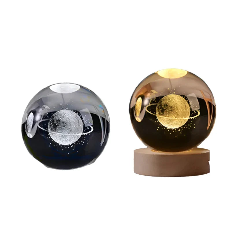 3D Crystal Night Light LED - Starry Sky Projector with Wooden Base, Romantic Lighting for Bedroom & Gifts | zavevo