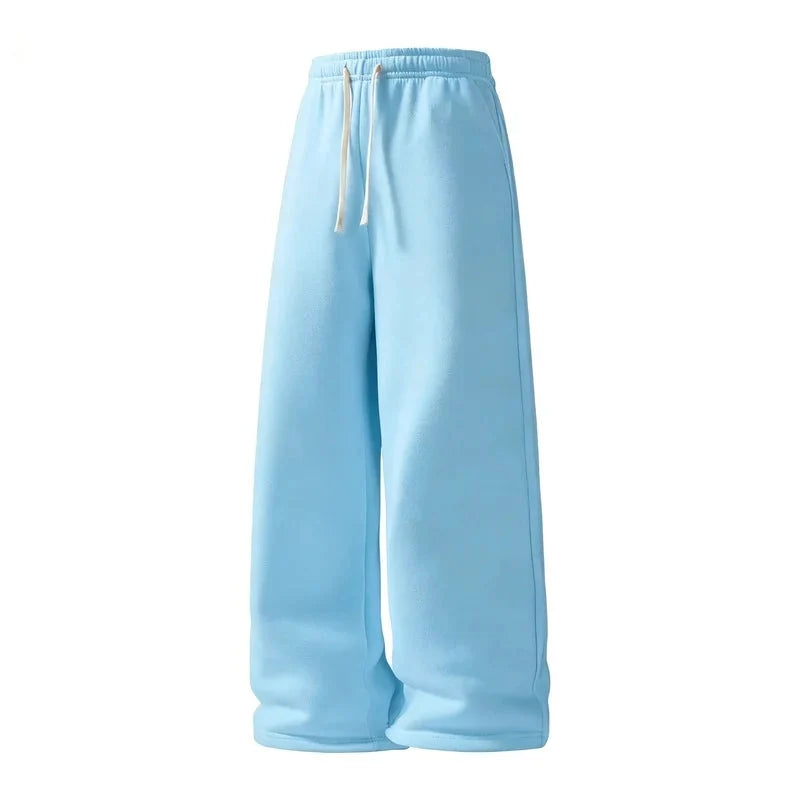 Men's Wide-Leg Sweatpants – Soft Cotton Loose Fit Drawstring Casual Pants