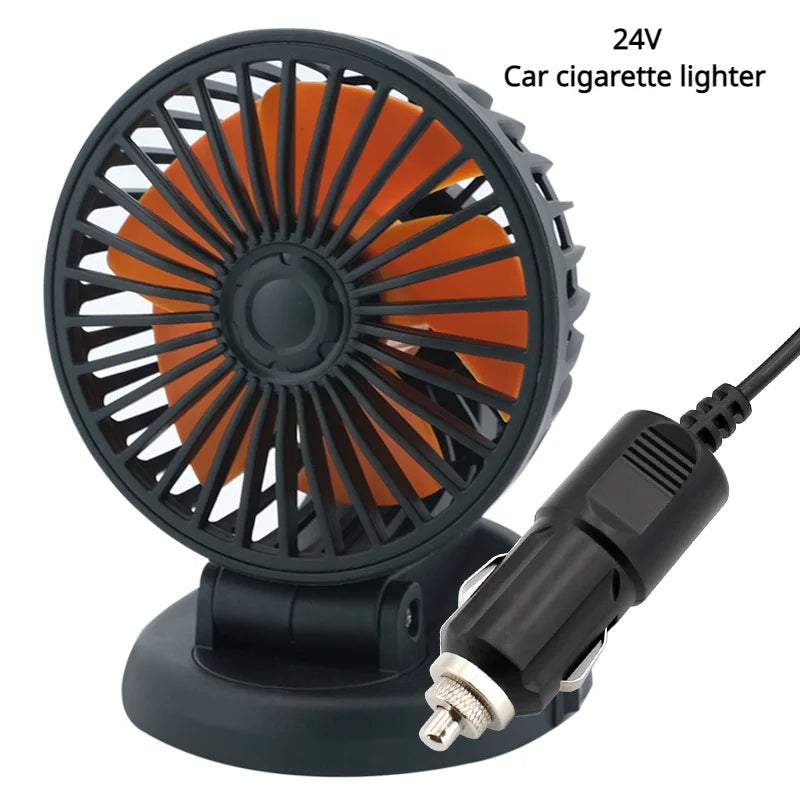 360° Adjustable Car Fan - 3-Head Automotive Electric Fan - USB/12V/24V - 2 Speeds - Silent Cooling for Home, Desk, Office & Car | zavevo