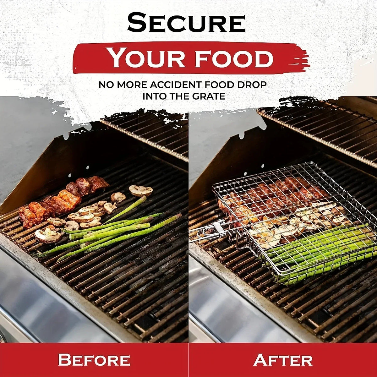zavevo | Grillaro BBQ Basket | Foldable & Non-Stick | Stainless Steel & Heat Resistant | For Meat & Vegetables