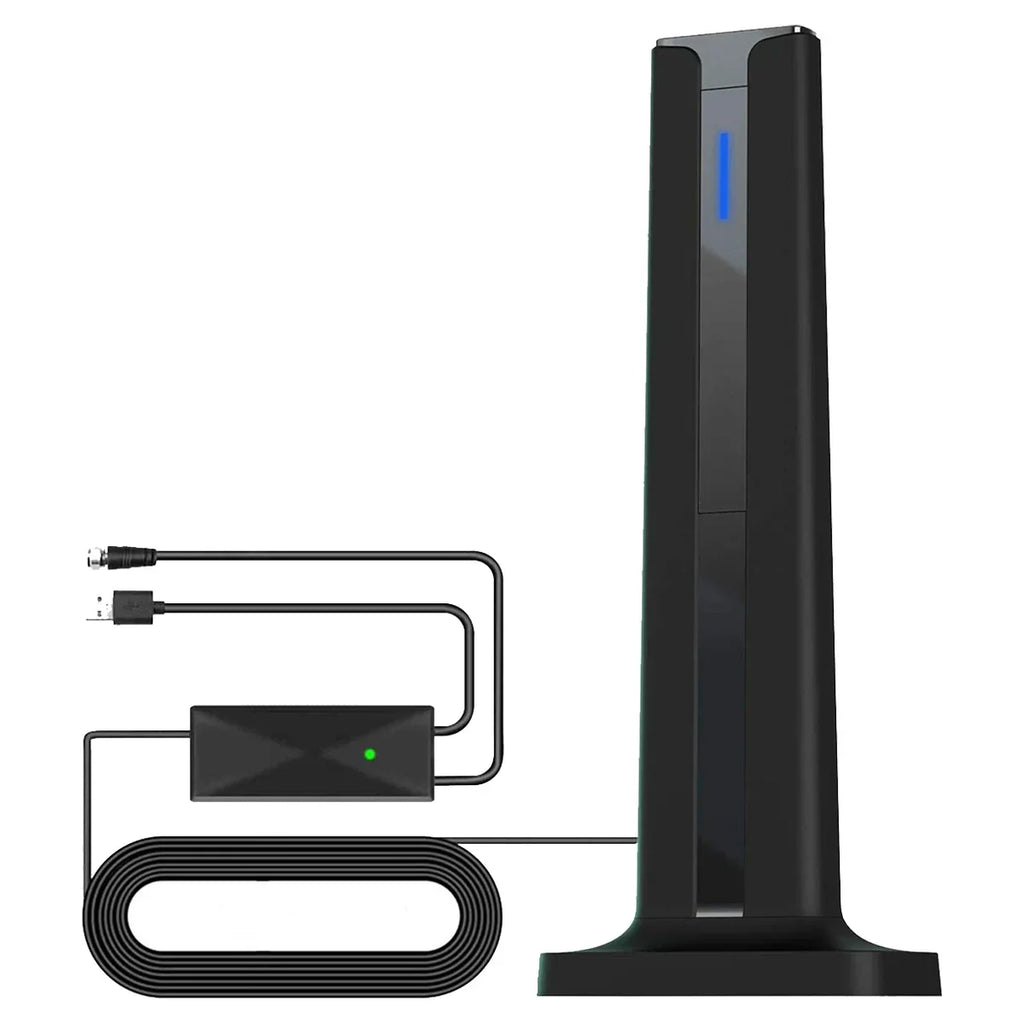 4K HDTV Indoor Digital TV Antenna with 120 Mile Range & 25dBi Signal Booster – Supports VHF/UHF, IEC & F Connector, 3m Cable