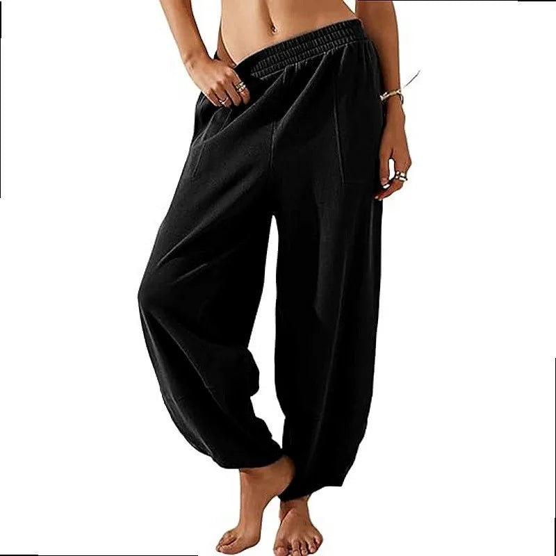 Women's Wide-Leg Palazzo Pants – Baggy Relaxed Fit with Elastic Waist and Pockets