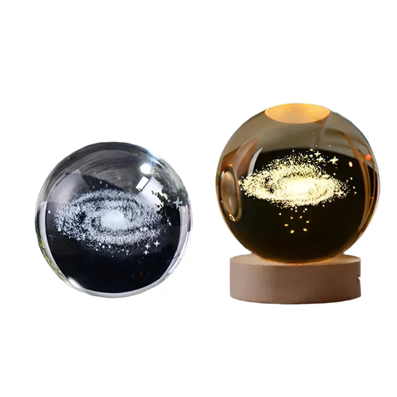 3D Crystal Night Light LED - Starry Sky Projector with Wooden Base, Romantic Lighting for Bedroom & Gifts | zavevo