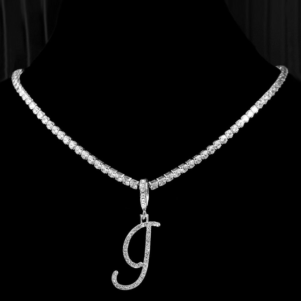 Initial Tennis Pendant Silver