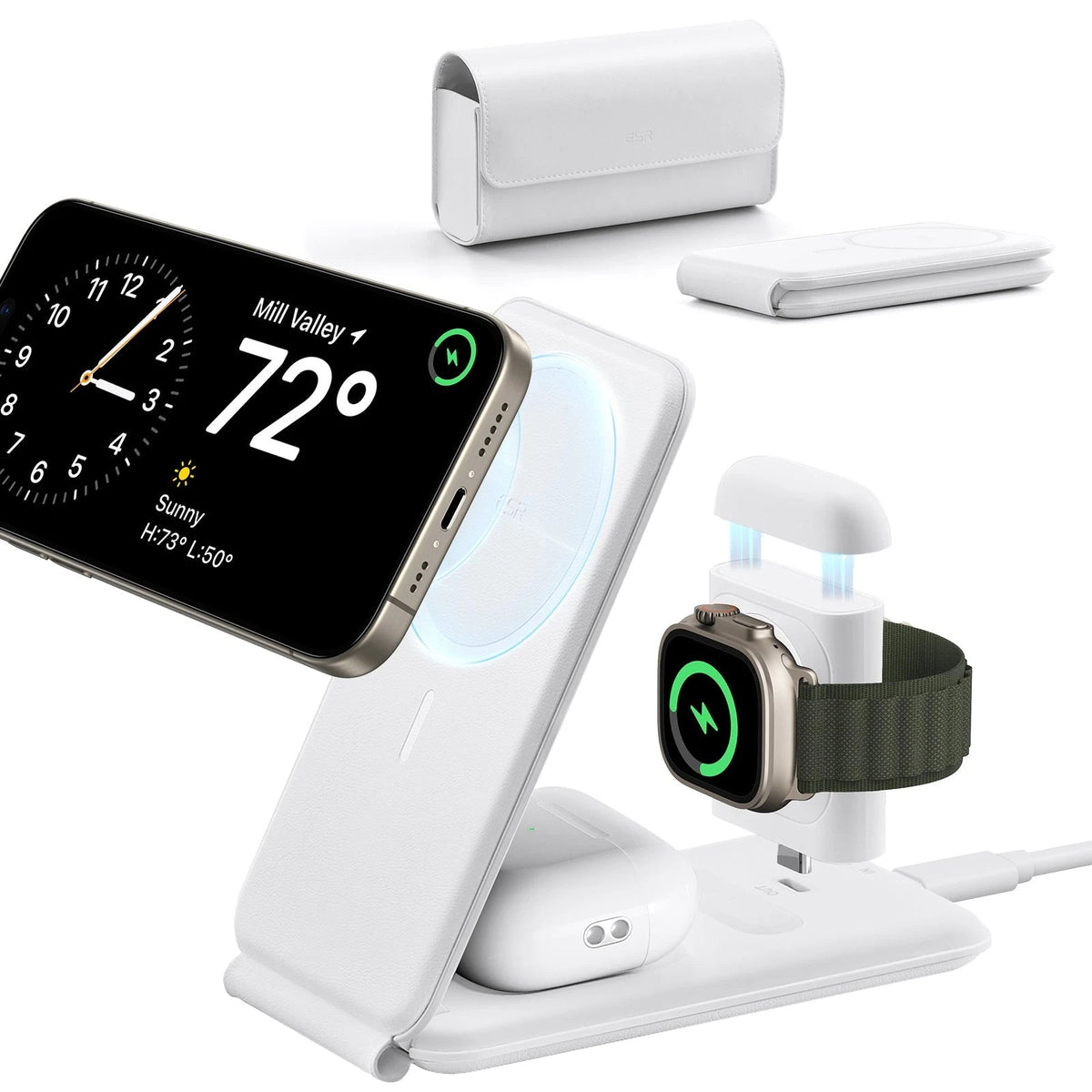 HaloLock™ 3-in-1 Travel Wireless Charging Set - White - AU Plug