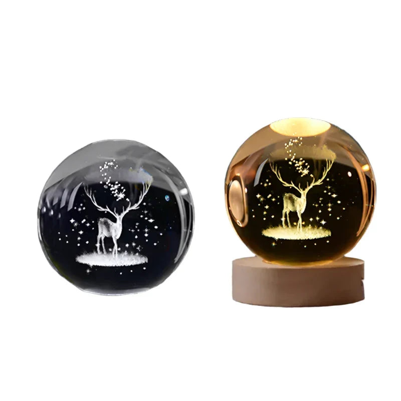 3D Crystal Night Light LED - Starry Sky Projector with Wooden Base, Romantic Lighting for Bedroom & Gifts | zavevo