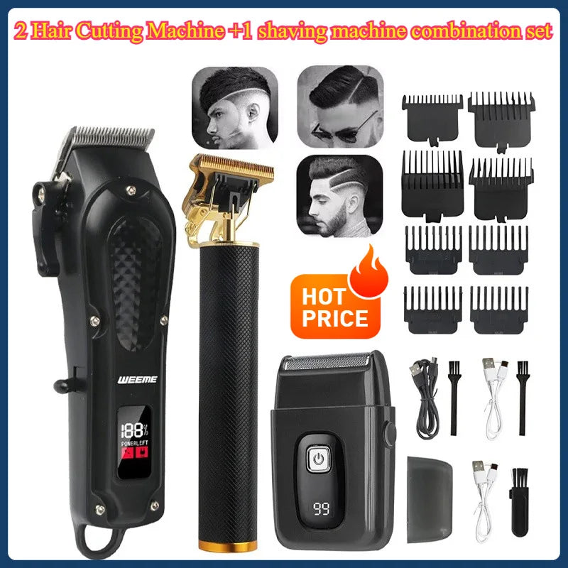 Vintage-Style Cordless Hair Clipper – USB Rechargeable Trimmer with Stainless Steel Blade, Gold or Black