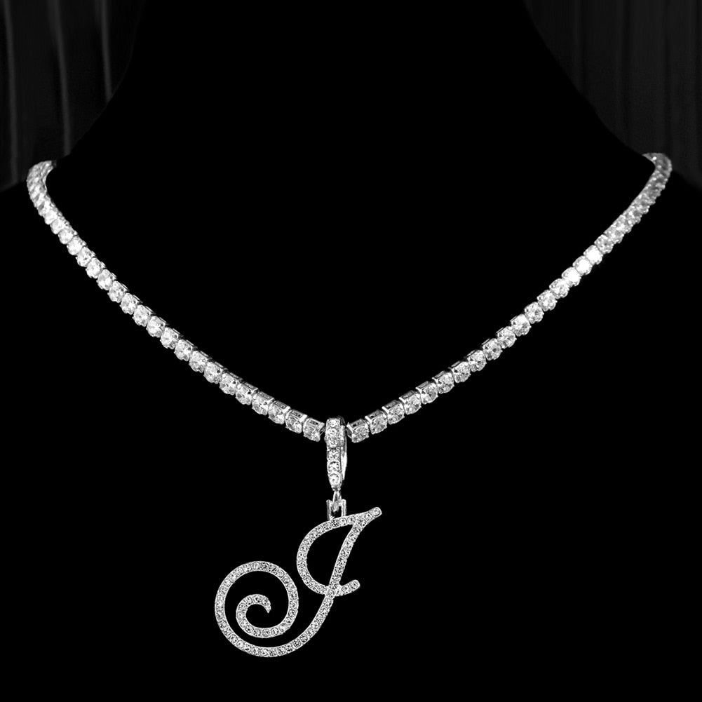 Initial Tennis Pendant Silver