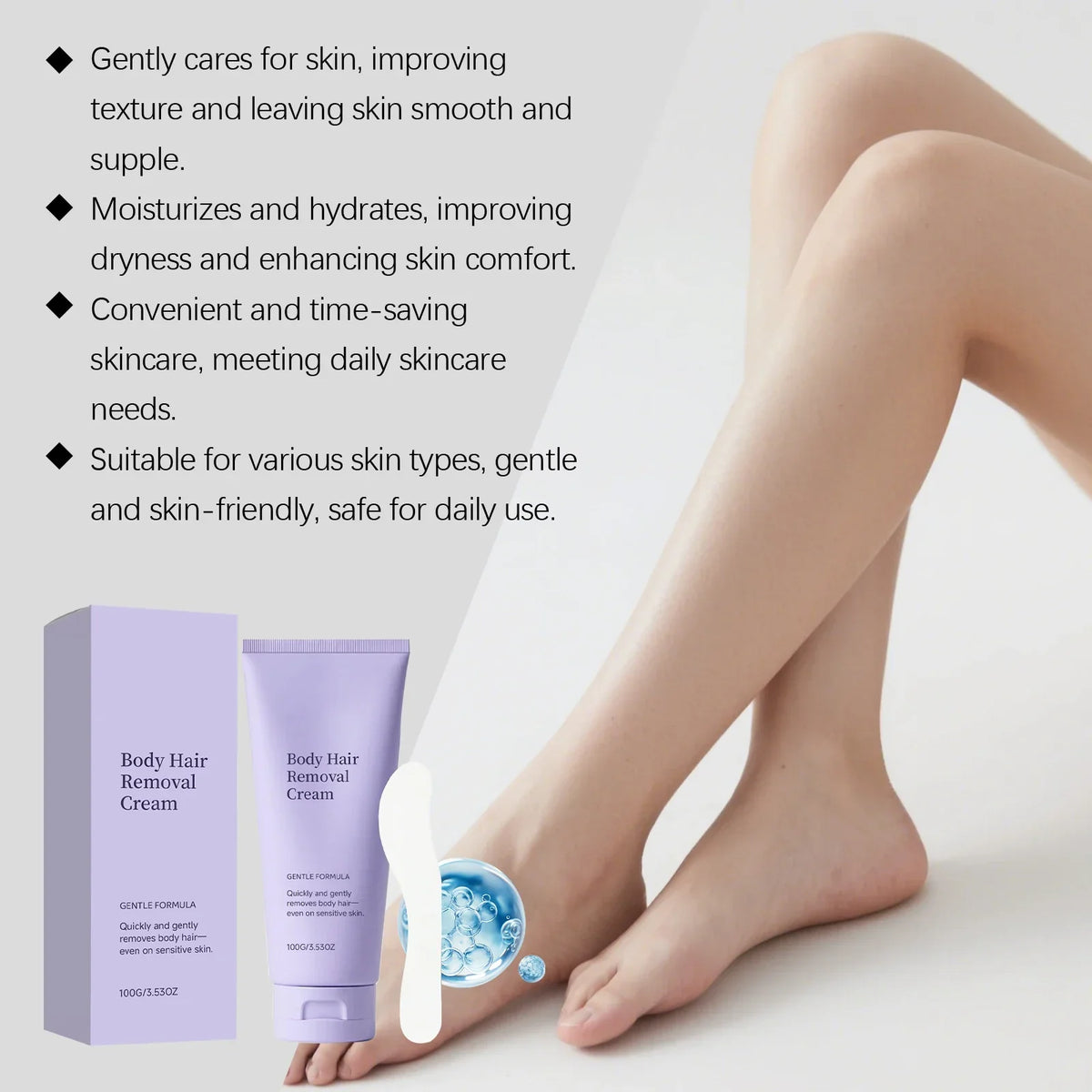 Odorless Body Hair Removal Cream for Women – Gentle, Fast and Portable Depilatory Cream