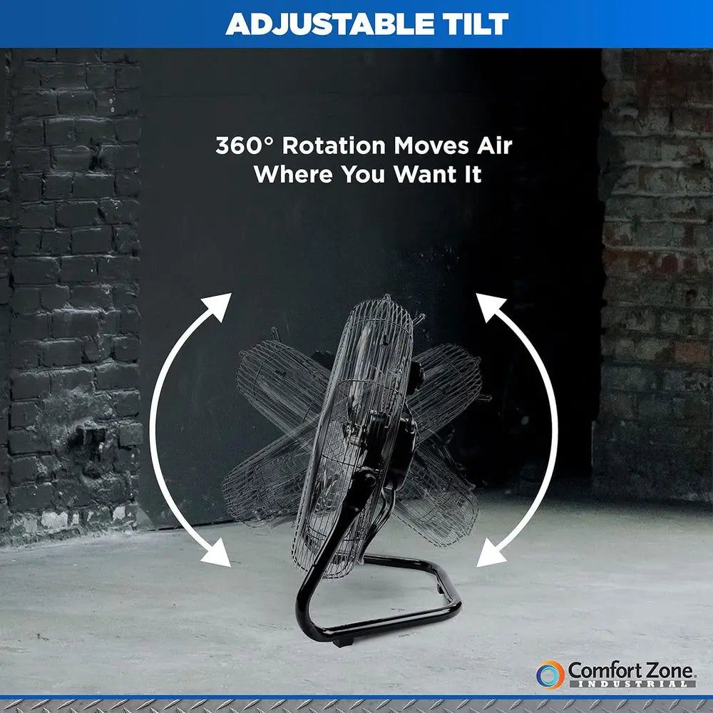 18-Inch Industrial High-Velocity Floor Fan – 3-Speed Adjustable Tilt with Carry Handle for Workshop & Home Use | zavevo