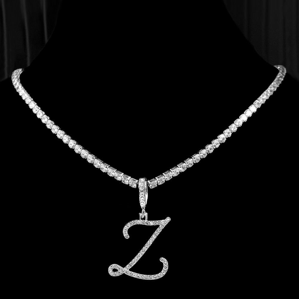 Initial Tennis Pendant Silver