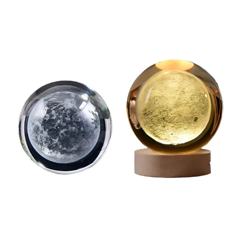 3D Crystal Night Light LED - Starry Sky Projector with Wooden Base, Romantic Lighting for Bedroom & Gifts | zavevo