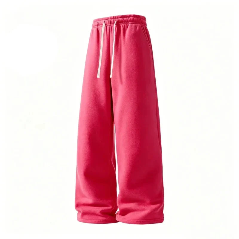 Men's Wide-Leg Sweatpants – Soft Cotton Loose Fit Drawstring Casual Pants