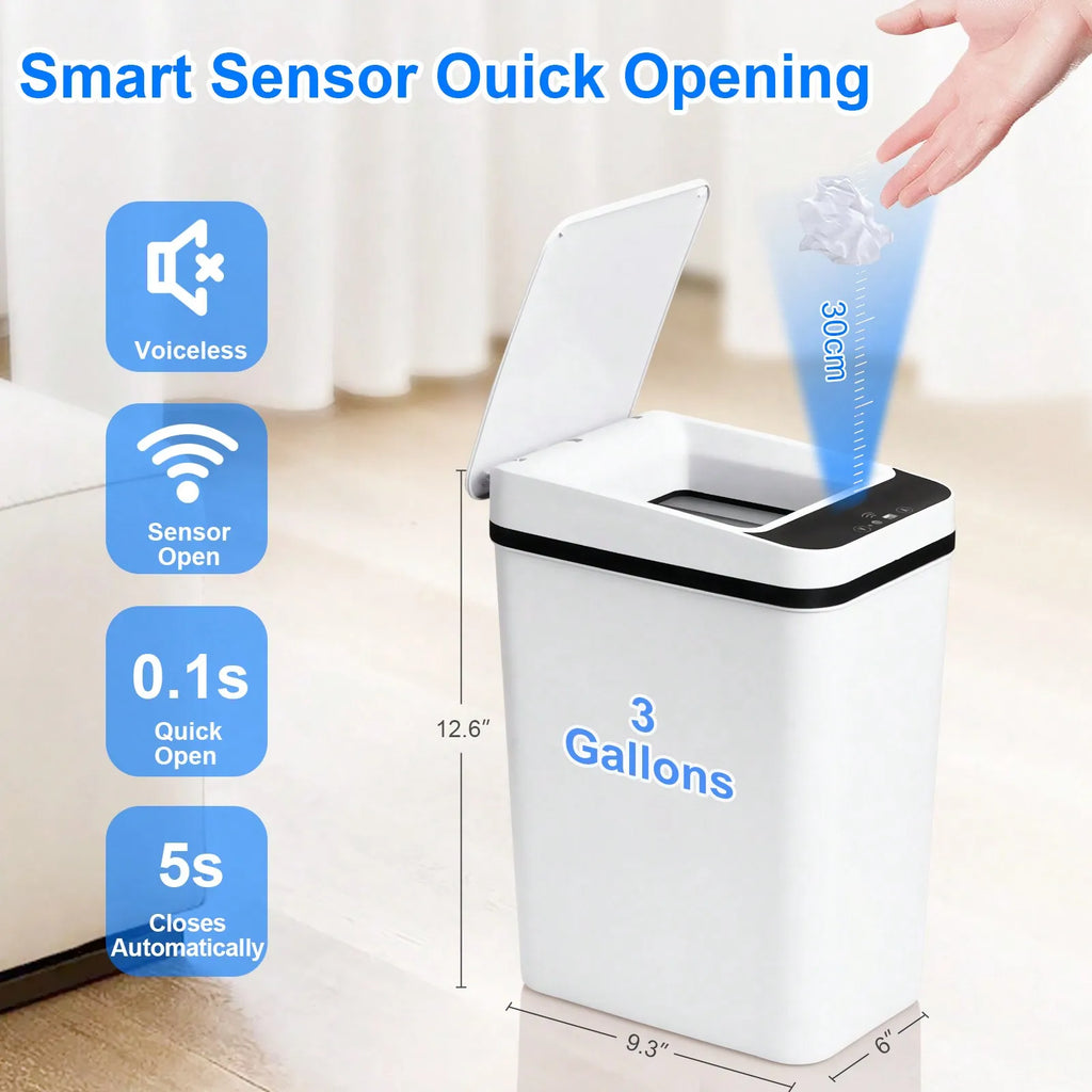 Touchless Motion Sensor Trash Can – Slim Water-Resistant Automatic Bin for Bathroom, Bedroom and Office