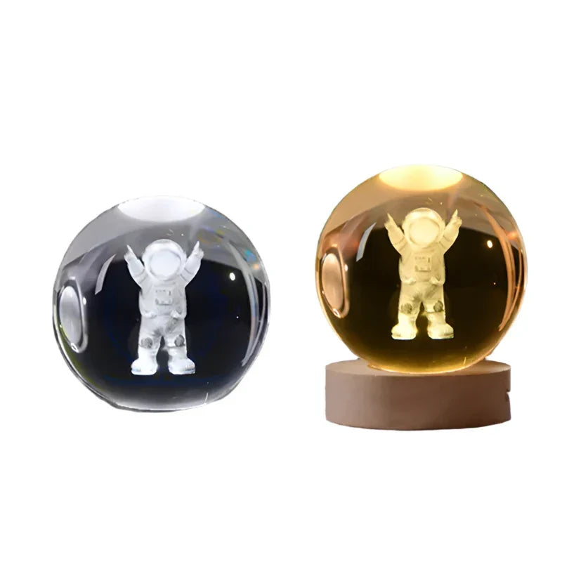 3D Crystal Night Light LED - Starry Sky Projector with Wooden Base, Romantic Lighting for Bedroom & Gifts | zavevo