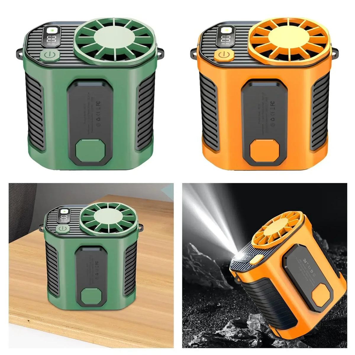 20000mAh Portable Waist Fan - Strong Wind Hanging Neck Fan with Power Bank and LED Lighting for Outdoor Sports and Work | zavevo