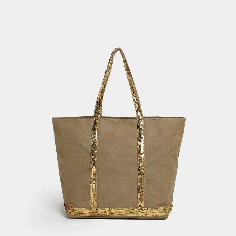 Black Work Bag  Canvas Tote with Sequin Detail | Naxos